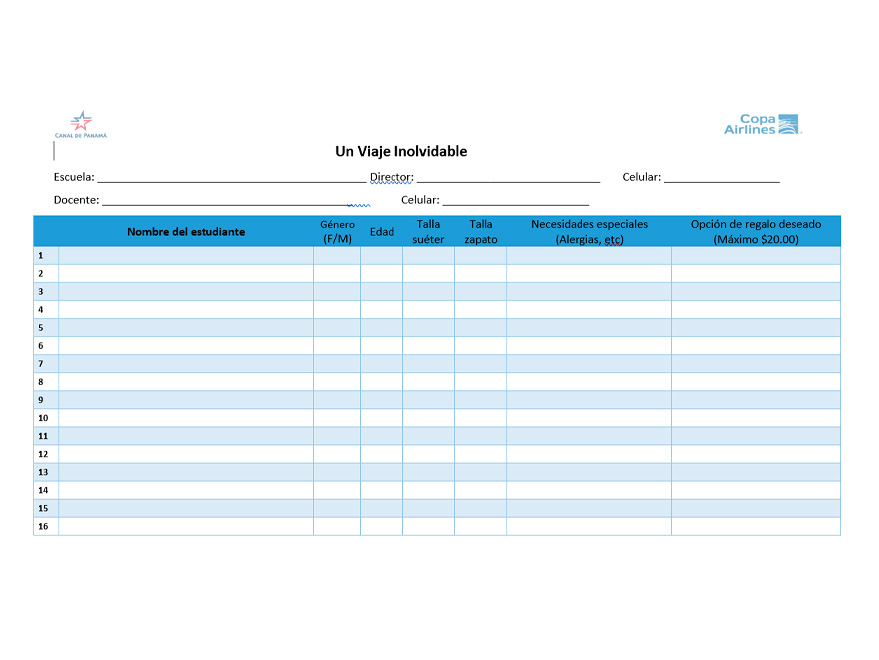 Listado de participantes